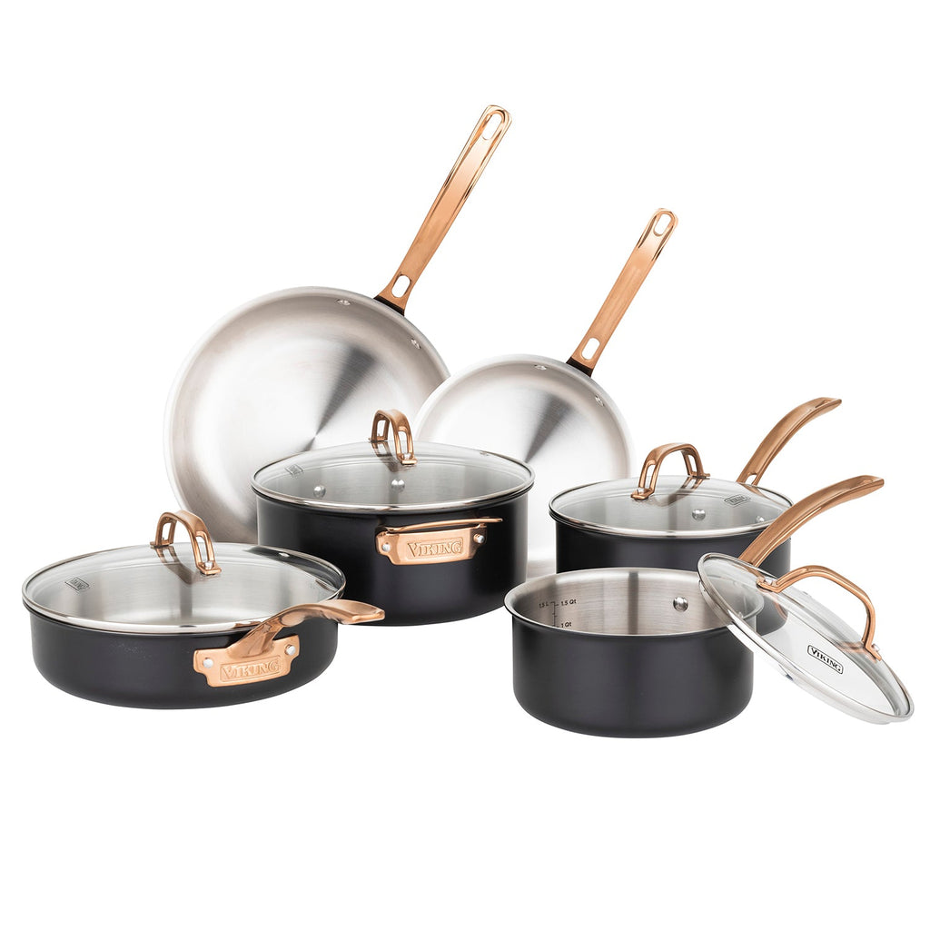 Viking 10pc 3-Ply Black & Copper Stainless Steel Cookware Set