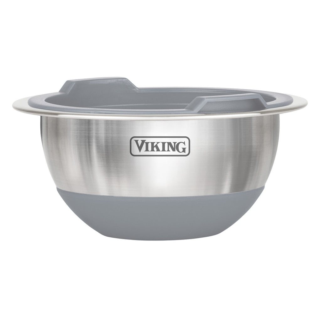 Viking 8-Piece Stainless Steel Mixing Bowl Set with Lids, Gray