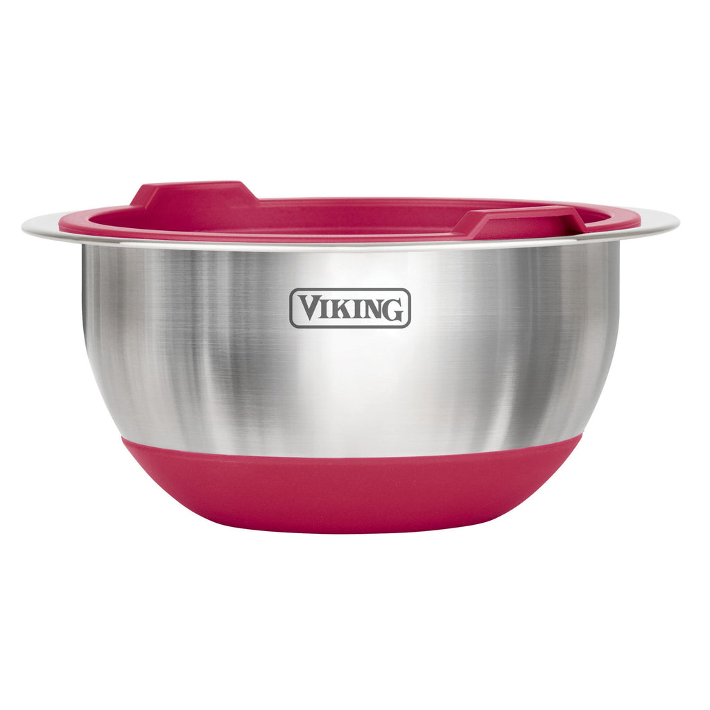 Viking 8-Piece Stainless Steel Mixing Bowl Set with Lids, Red
