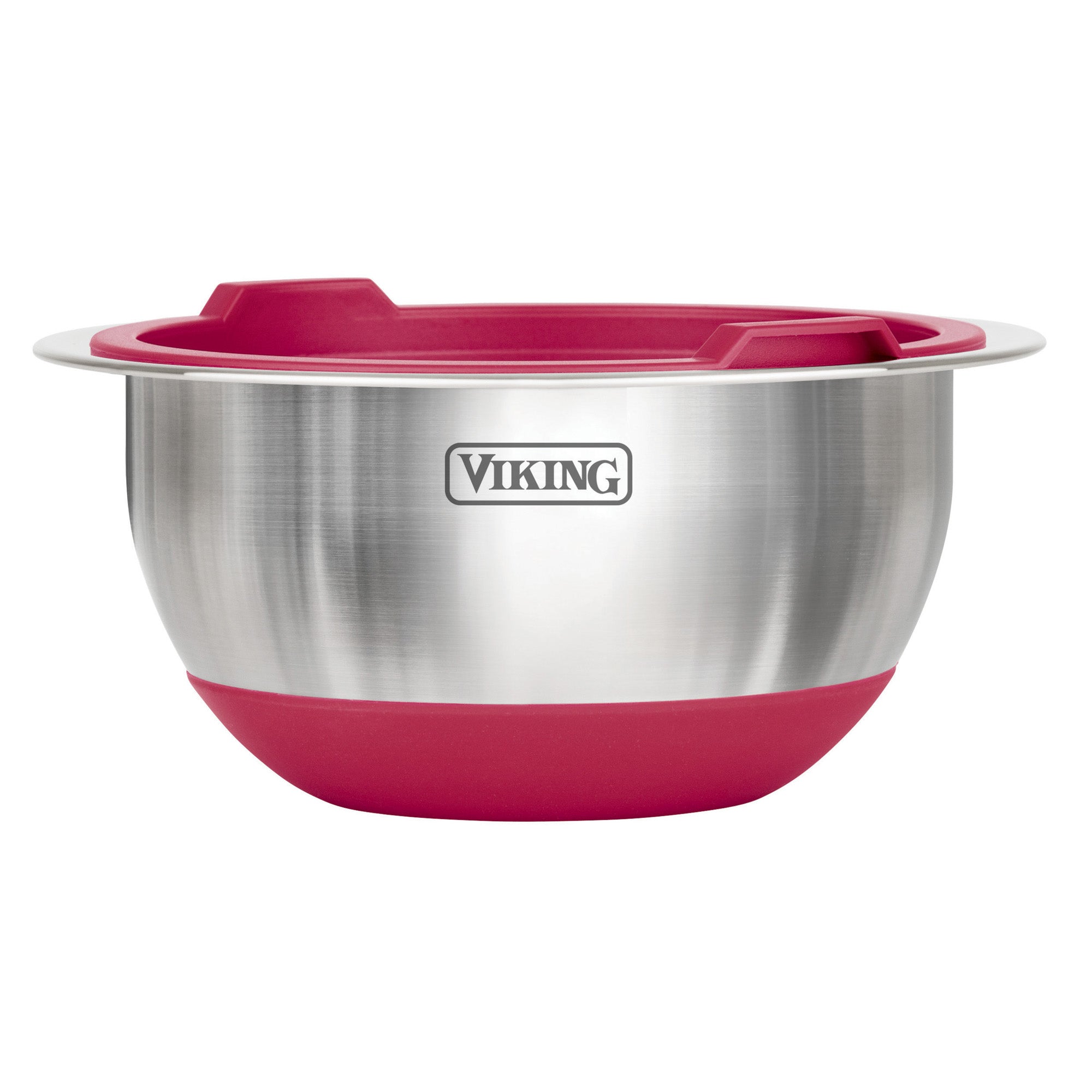 Viking 8-Piece Stainless Steel Mixing Bowl Set with Lids, Red