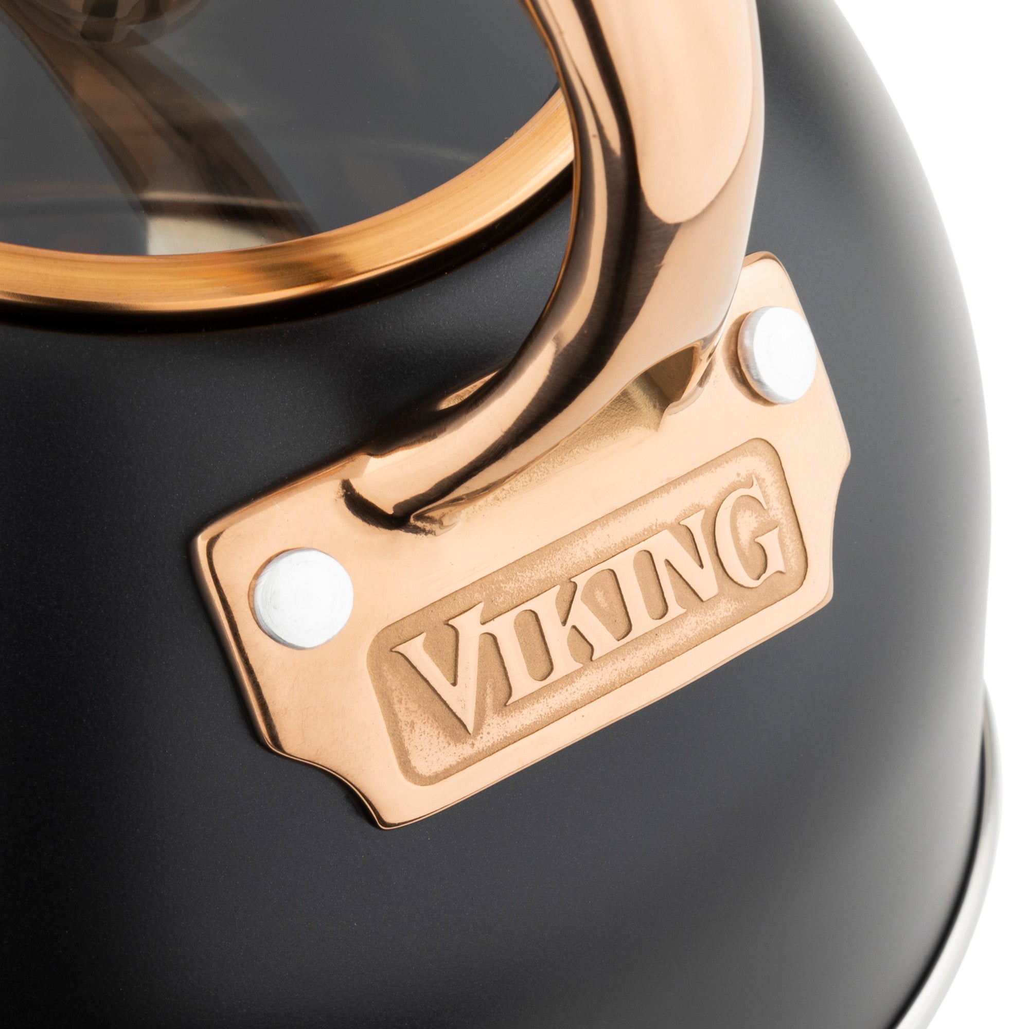 Viking 2.6-Quart Matte Black and Copper Stainless Steel Whistling Kettle with 3-Ply Base