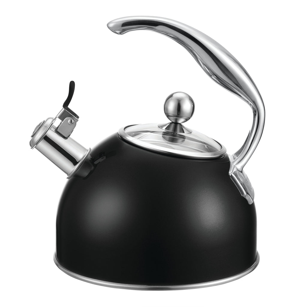 Viking 2.6 Qt. Stainless Steel Whistling Kettle with 3-Ply Base, Matte Black
