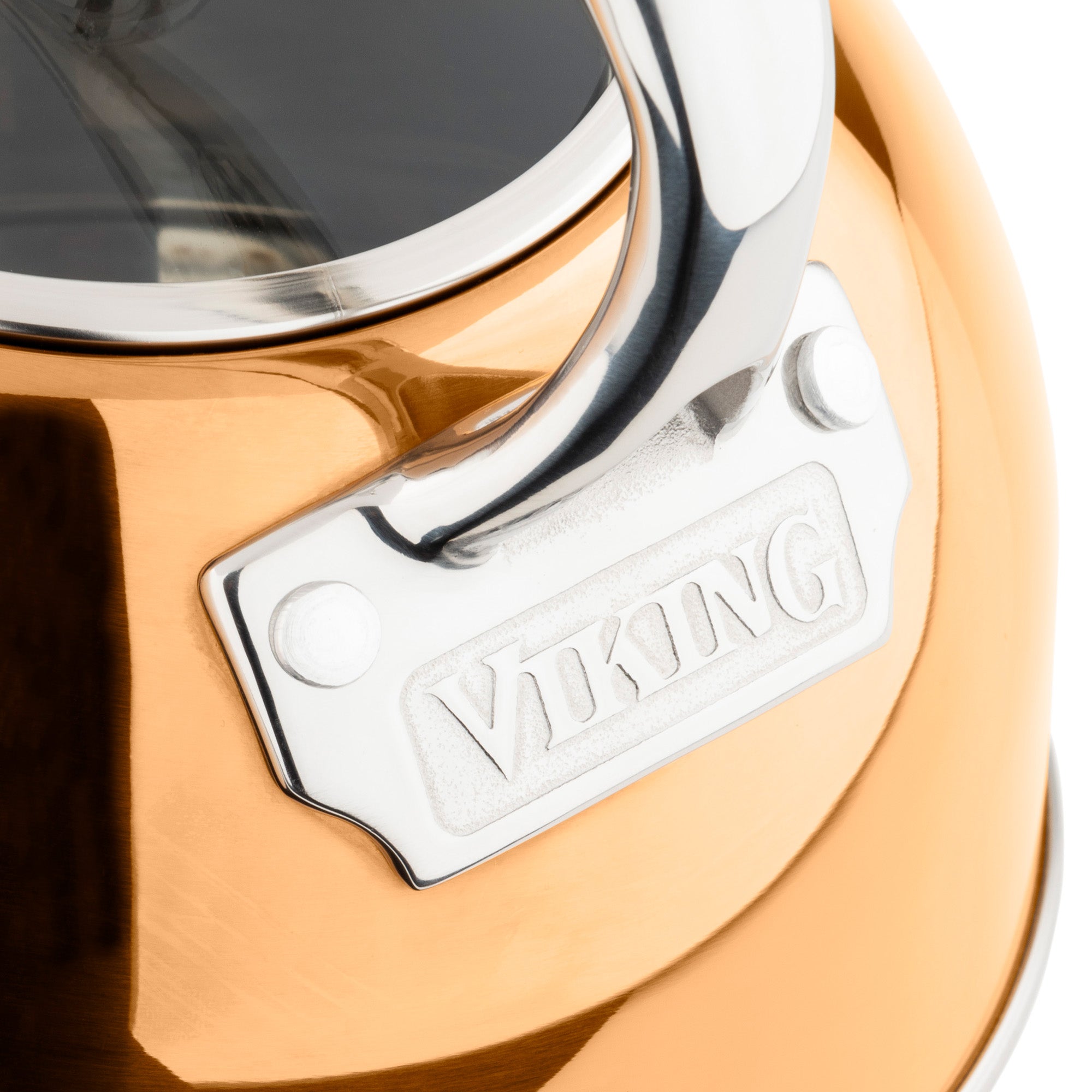 Viking 2.6-Quart Rose Gold Stainless Steel Whistling Kettle with 3-Ply Base