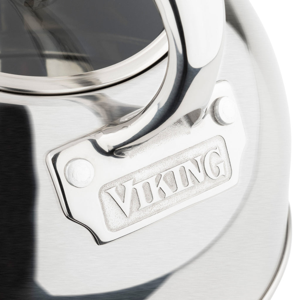 Viking 2.6-Quart Satin Finish Stainless Steel Whistling Kettle with 3-Ply Base