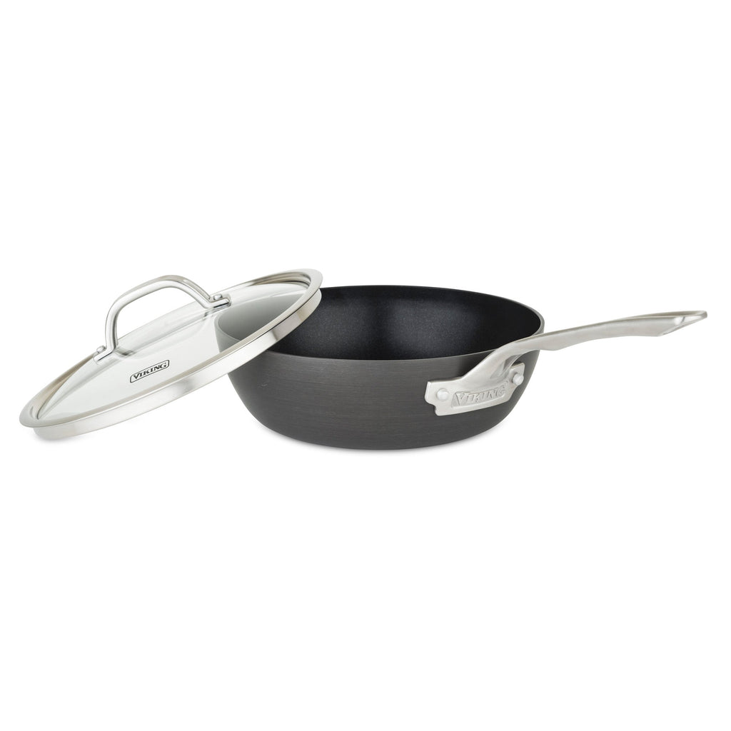 Viking Hard Anodized Nonstick 3-Quart Saucier Pan with Glass Lid