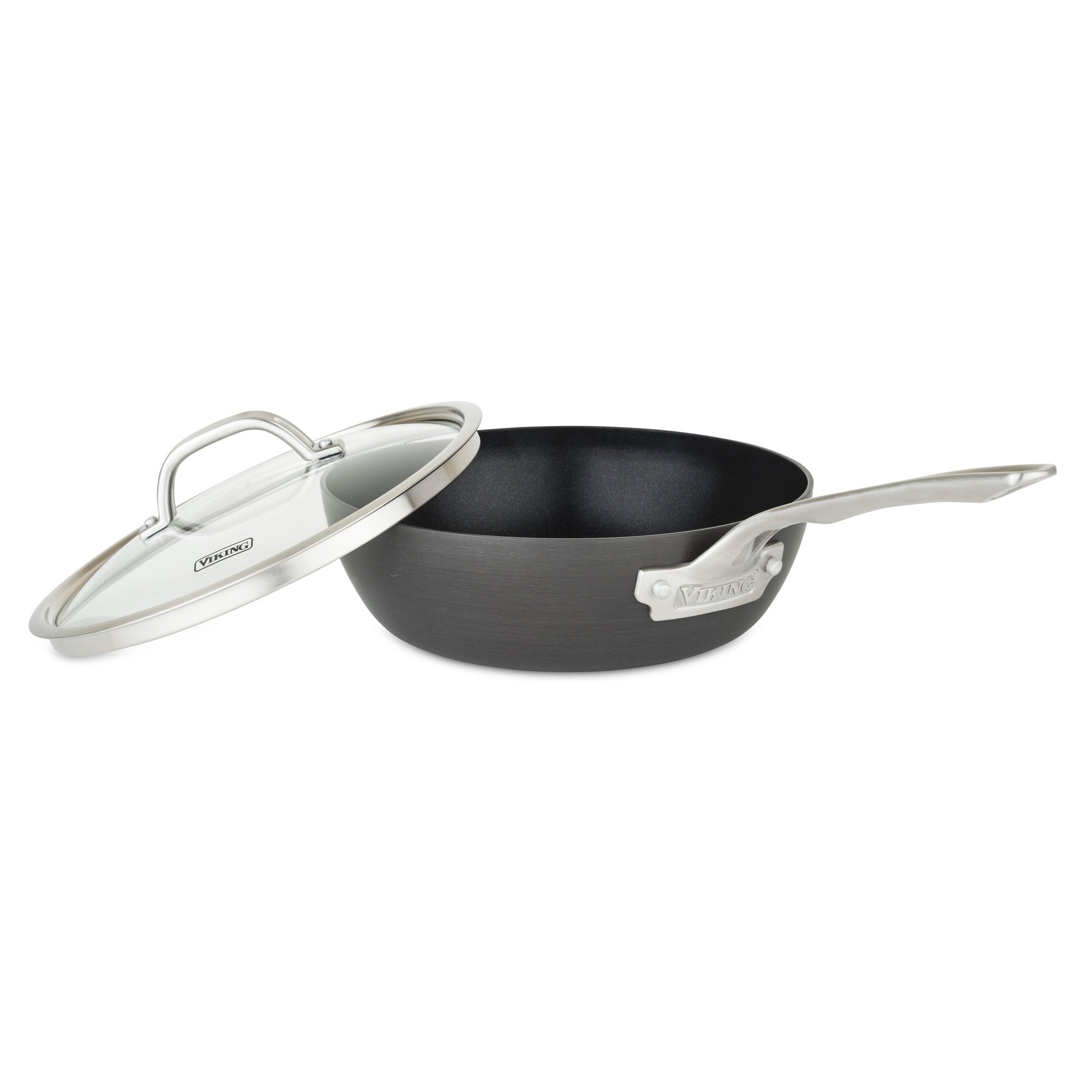 Viking Hard Anodized Nonstick 3-Quart Saucier Pan with Glass Lid