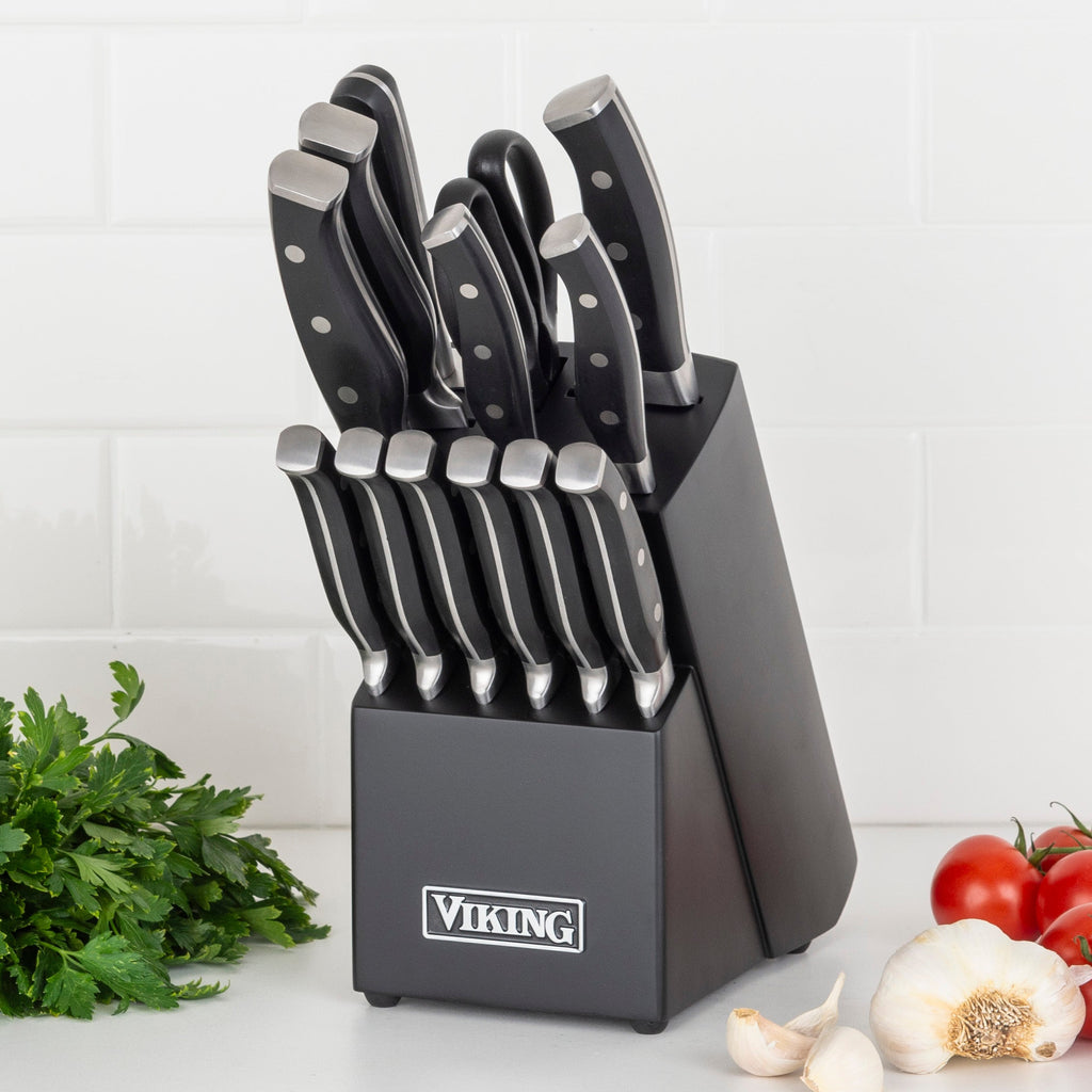 Viking 14-Piece X50CrMoV15 Steel Cutlery Set with Black Block