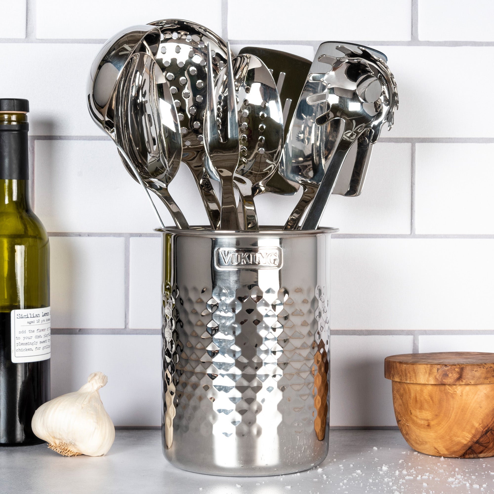 Viking Hammered Stainless Steel Utensil Holder