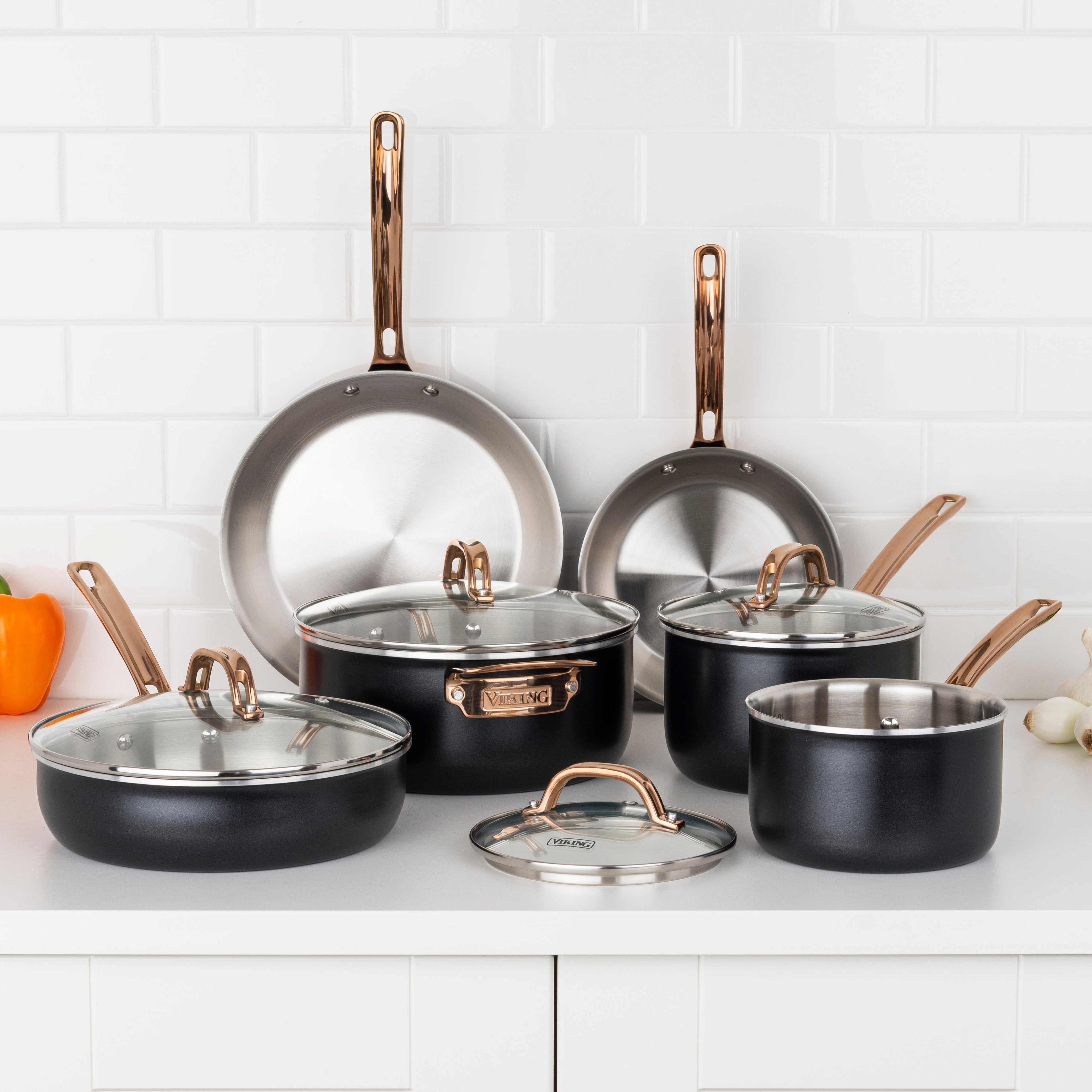 Viking 10pc 3-Ply Black & Copper Stainless Steel Cookware Set